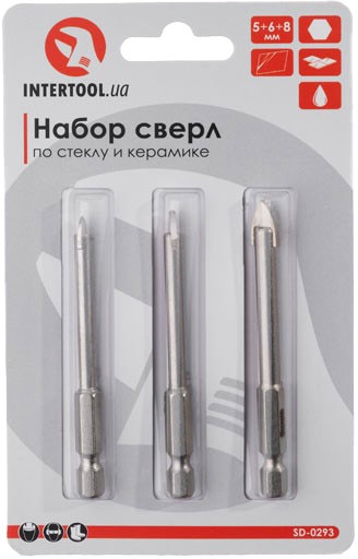 

Набор сверл Intertool SD-0293 перьевых по стеклу 5-8 мм 3 шт.