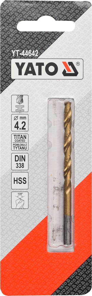 

Сверло Yato YT-44642 спиральное по металлу 4.2 мм