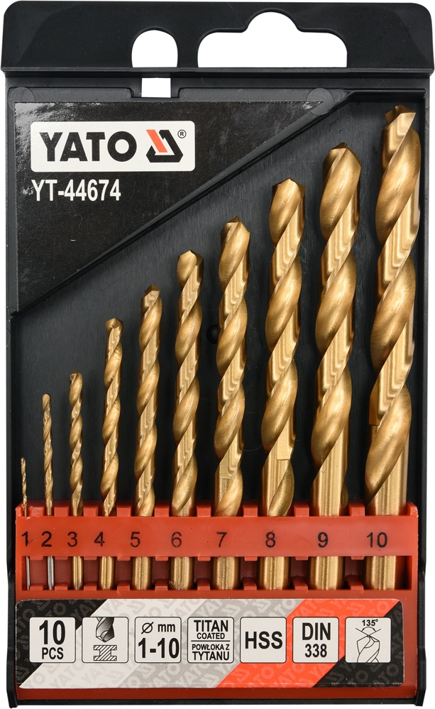 

Набор сверл Yato YT-44674 спиральных по металлу 1-10 мм 10 шт.