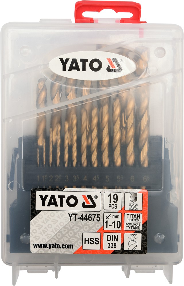 

Набор сверл Yato YT-44675 спиральных по металлу 1-10 мм 19 шт.