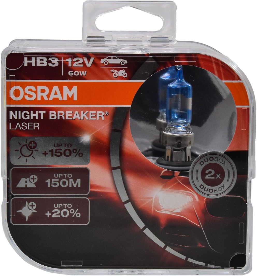 

Автолампа Osram 9005nlhcb Night Breaker Laser HB3 P20d 60 W прозрачно-голубая