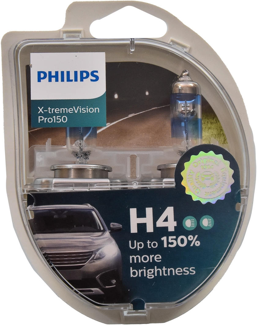 

Автолампа Philips 12342XVPS2 X-tremeVision Pro150 H4 P43t-38 55 W 60 W прозрачно-голубая