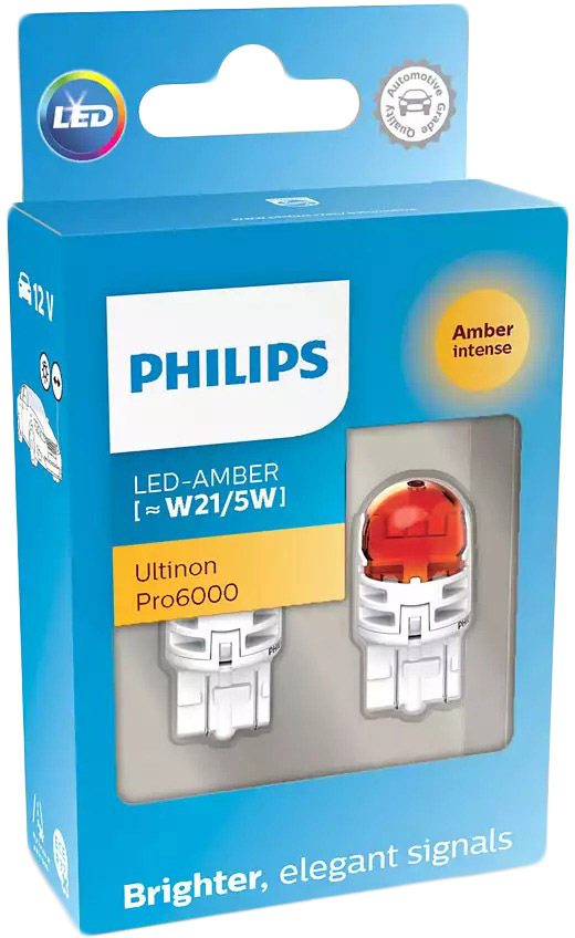 

Автолампа Philips 11066AU60X2 Ultinon Pro6000 W21/5W W3x16q красная
