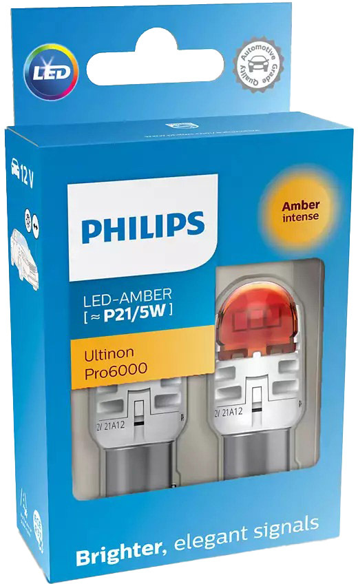 

Автолампа Philips 11499AU60X2 Ultinon Pro6000 P21/5W BAY15d красная