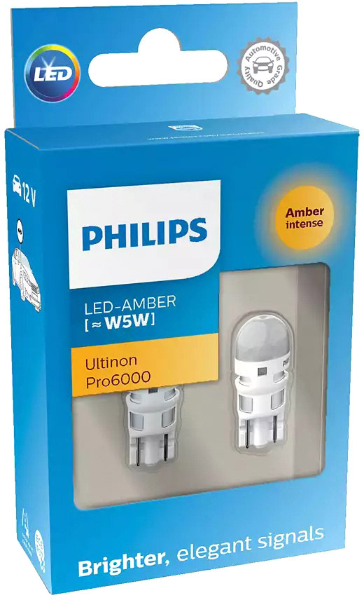 

Автолампа Philips 11961AU60X2 Ultinon Pro6000 W5W прозрачная