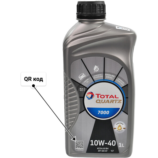 Моторна олива Total Quartz 7000 10W-40 для Toyota Previa 1 л