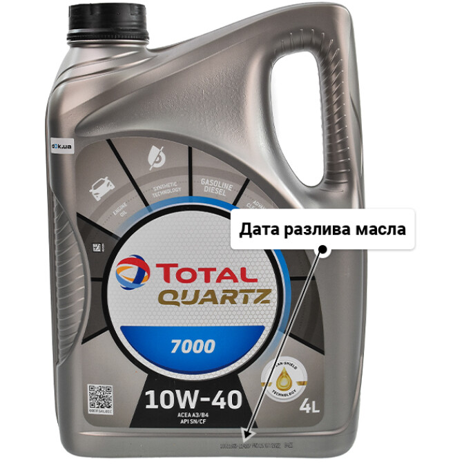 Моторное масло Total Quartz 7000 10W-40 для Renault 19 4 л