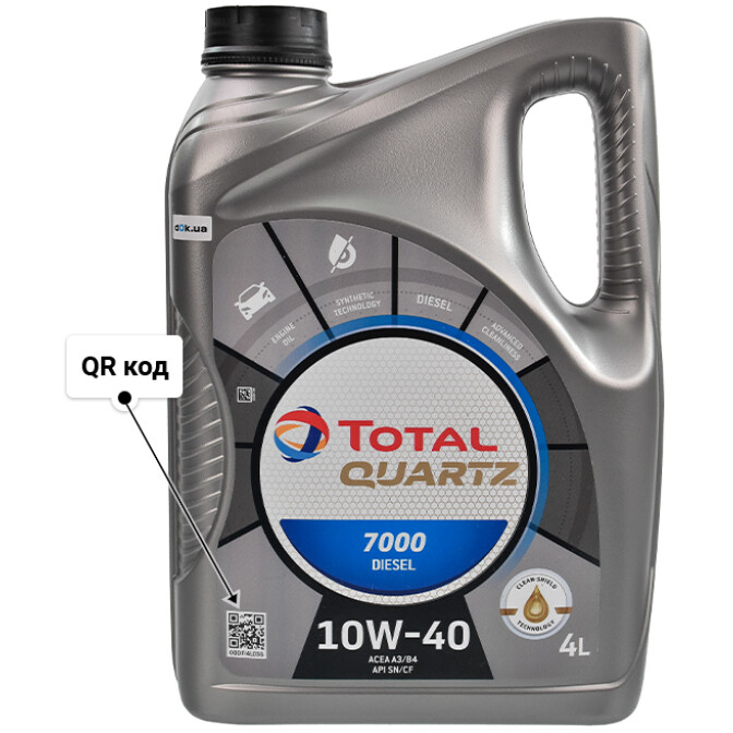 Моторное масло Total Quartz 7000 Diesel 10W-40 для Rover 25 4 л