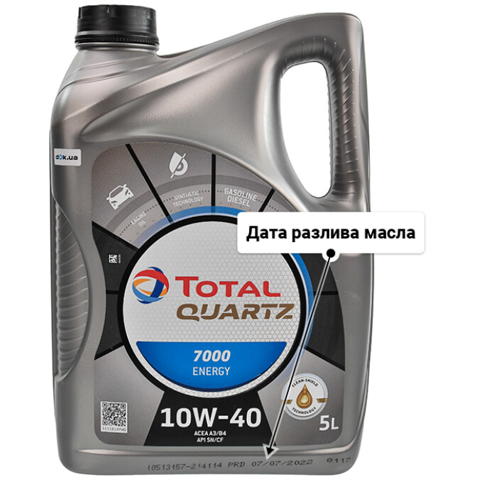 Моторное масло Total Quartz 7000 Energy 10W-40 для Citroen ZX 5 л