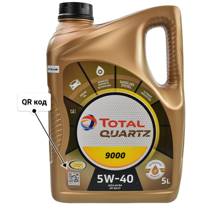 Моторное масло Total Quartz 9000 5W-40 для Seat Cordoba 5 л