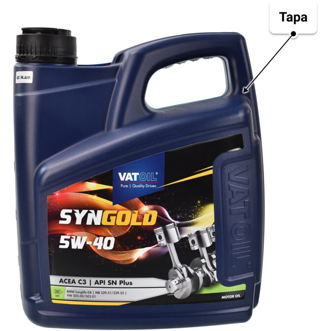 Моторное масло VatOil SynGold 5W-40 для Seat Terra 4 л