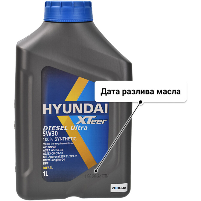 Моторное масло Hyundai XTeer Diesel Ultra 5W-30 для Toyota RAV4 1 л