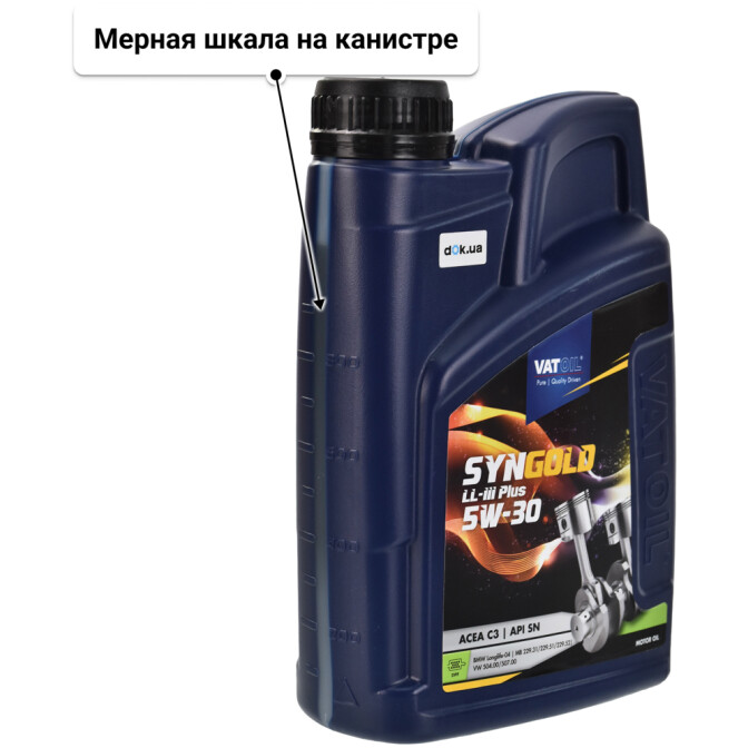 Моторное масло VatOil SynGold LL-III Plus 5W-30 для Seat Terra 1 л