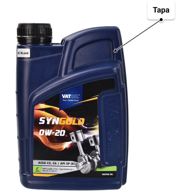 Моторное масло VatOil SynGold 0W-20 1 л