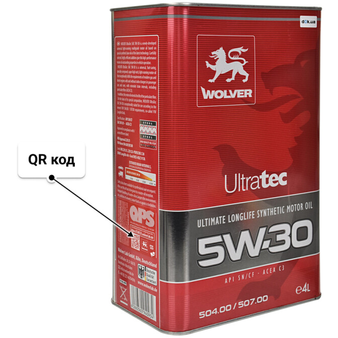 Моторна олива Wolver UltraTec 5W-30 4 л