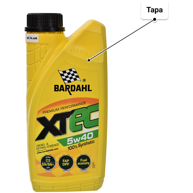 Bardahl XTEC 5W-40 моторное масло 1 л