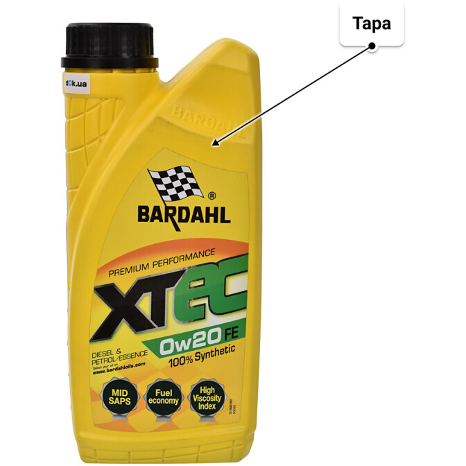 Моторное масло Bardahl XTEC FE 0W-20 1 л