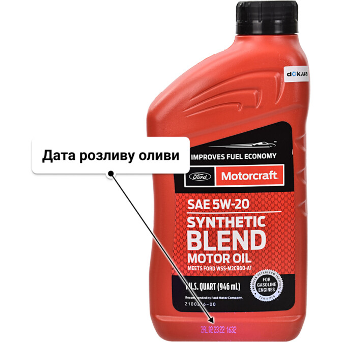 Ford Motorcraft Synthetic Blend Motor Oil 5W-20 (0,95 л) моторна олива 0,95 л