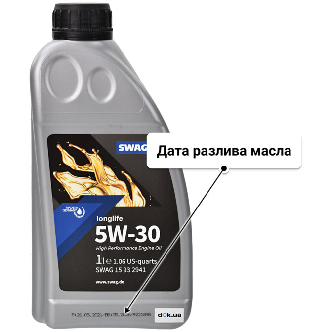 Моторное масло SWAG LongLife 5W-30 для Dacia Supernova 1 л