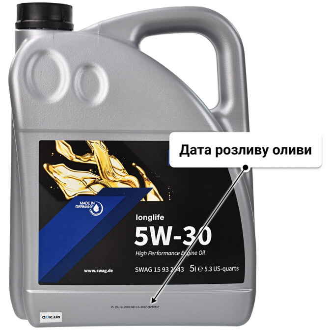 SWAG LongLife 5W-30 (5 л) моторна олива 5 л