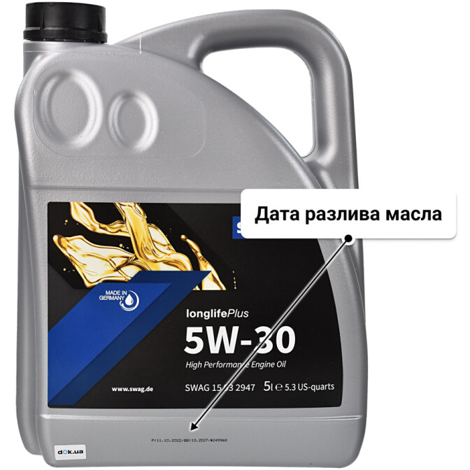 Моторное масло SWAG Longlife Plus 5W-30 для Dacia Lodgy 5 л