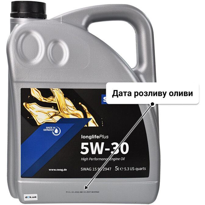 Моторна олива SWAG Longlife Plus 5W-30 для Suzuki Carry 5 л