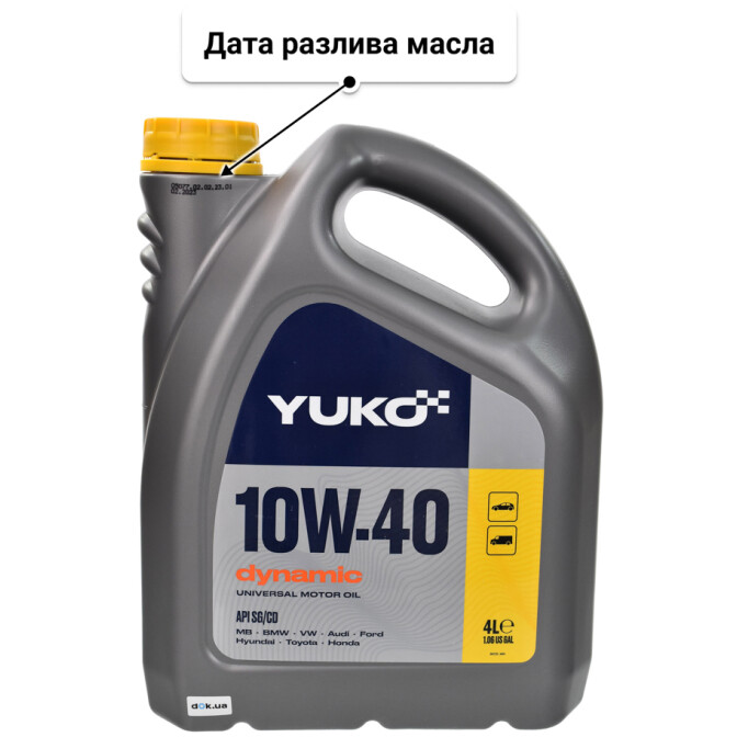 Yuko Dynamic 10W-40 (4 л) моторное масло 4 л