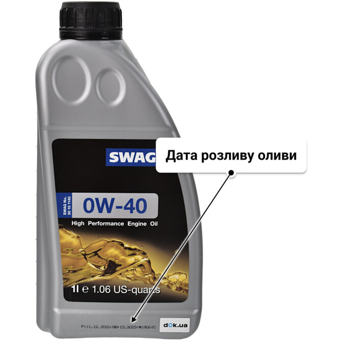 Моторна олива SWAG 0W-40 1 л