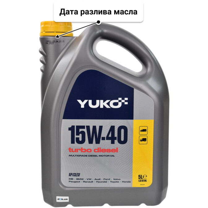 Моторное масло Yuko Dynamic 15W-40 5 л