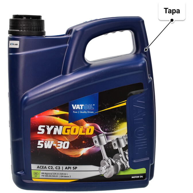 Моторное масло VatOil SynGold 5W-30 для Hyundai i40 4 л