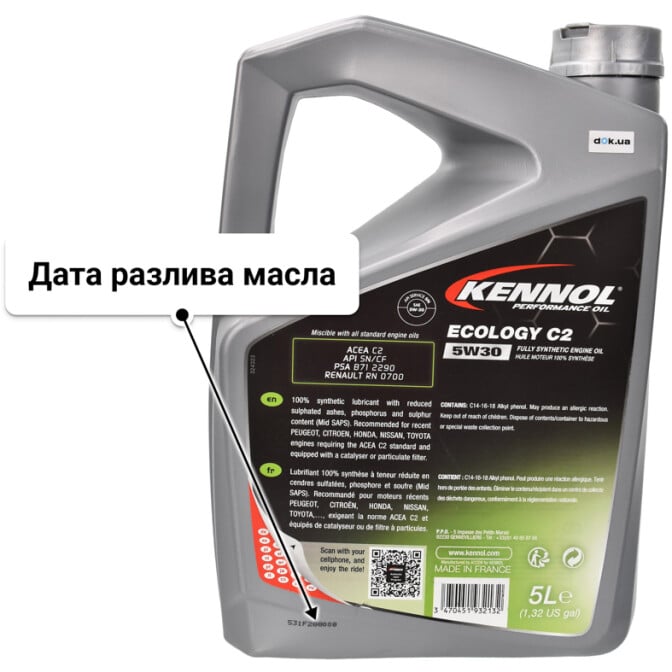 Моторное масло Kennol Ecology C2 5W-30 5 л