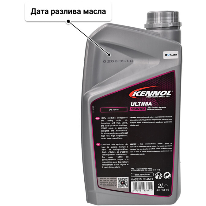 Моторное масло Kennol Ultima 15W-50 2 л