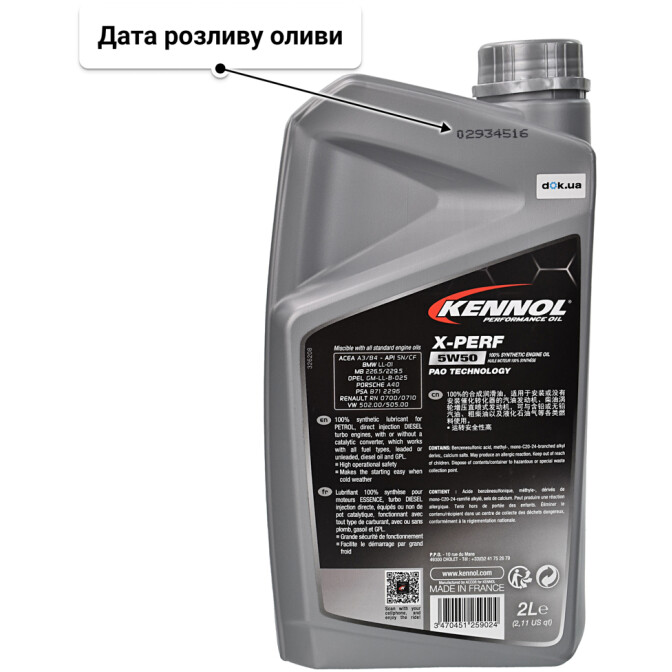 Моторна олива Kennol X-Perf 5W-50 2 л