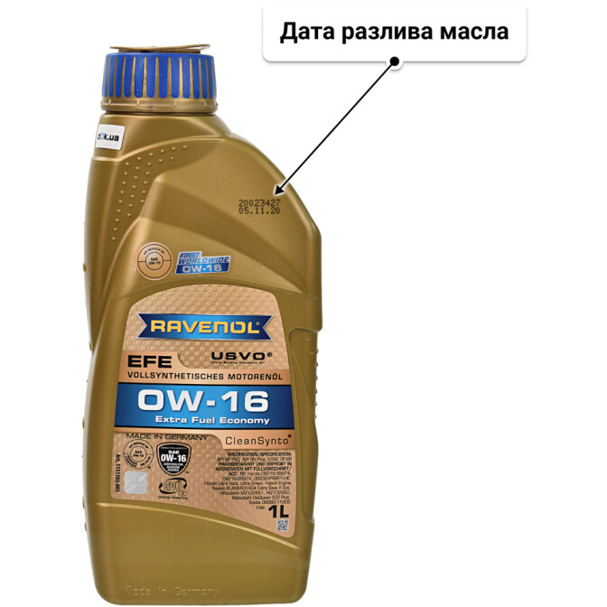 Моторное масло Ravenol EFE 0W-16 1 л