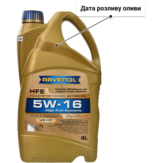 Моторна олива Ravenol HFE 5W-16 4 л