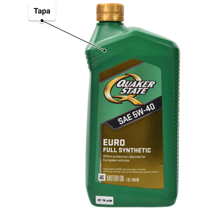 QUAKER STATE Euro Full Synthetic 5W-40 моторна олива 0,95 л