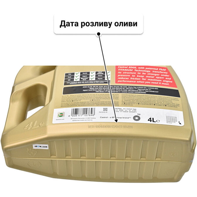 Castrol EDGE C5 0W-20 (4 л) моторна олива 4 л