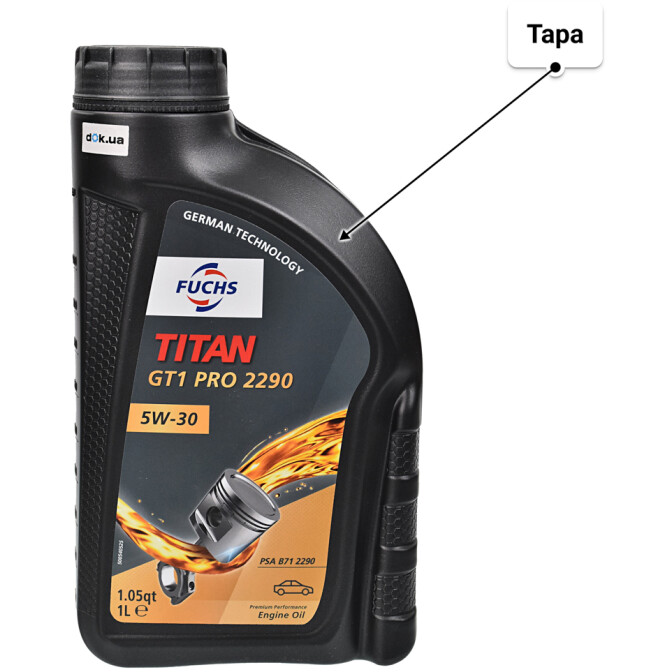 Моторное масло Fuchs Titan GT1 Pro 2290 5W-30 1 л