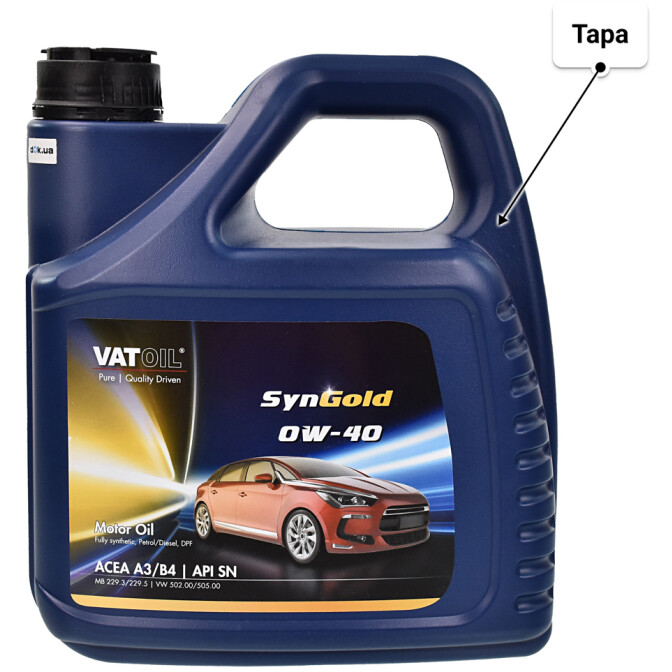 Моторное масло VatOil SynGold 0W-40 4 л