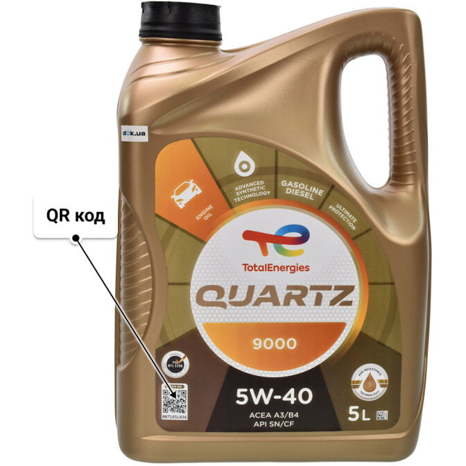 Моторное масло Total Quartz 9000 5W-40 для SsangYong Kyron 5 л