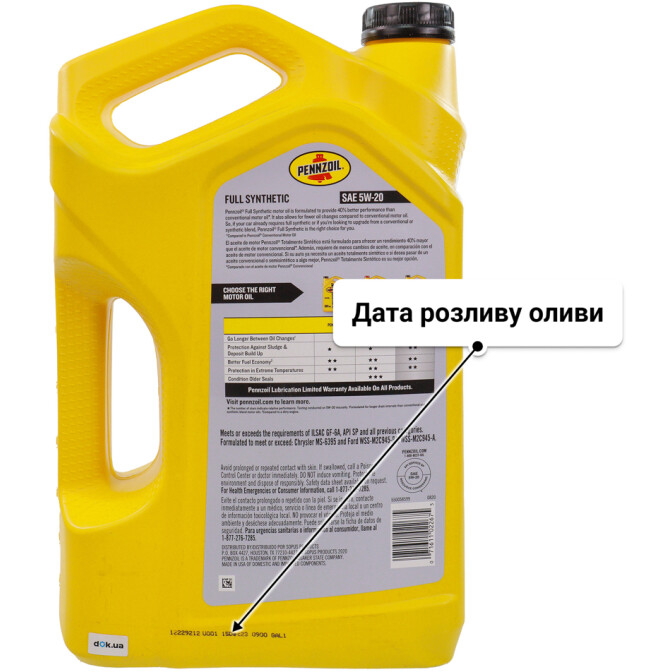 Олива Pennzoil Full Synthetic 5W-20 4,73 л