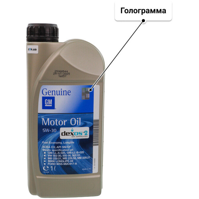 Масло General Motors Dexos2 5W-30 для Renault Symbol 1 л