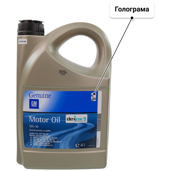 Олива General Motors Dexos2 5W-30 для Honda Stream 4 л