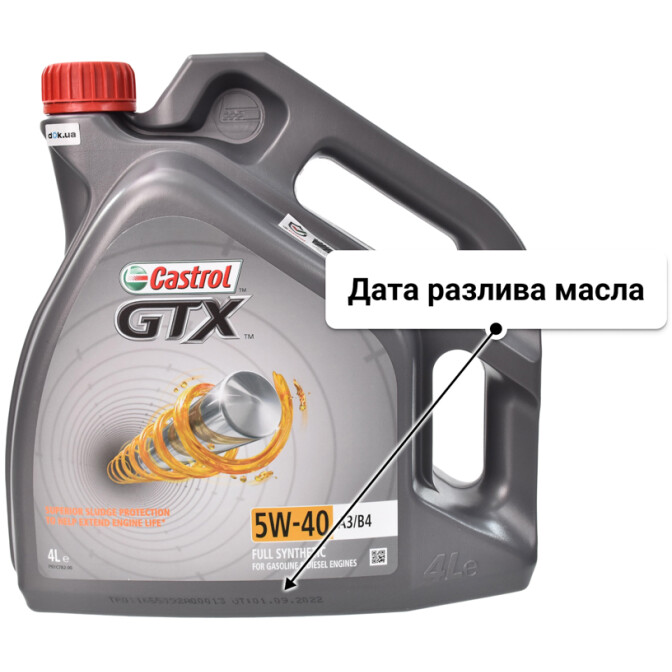 Castrol GTX A3/B4 5W-40 (4 л) моторное масло 4 л