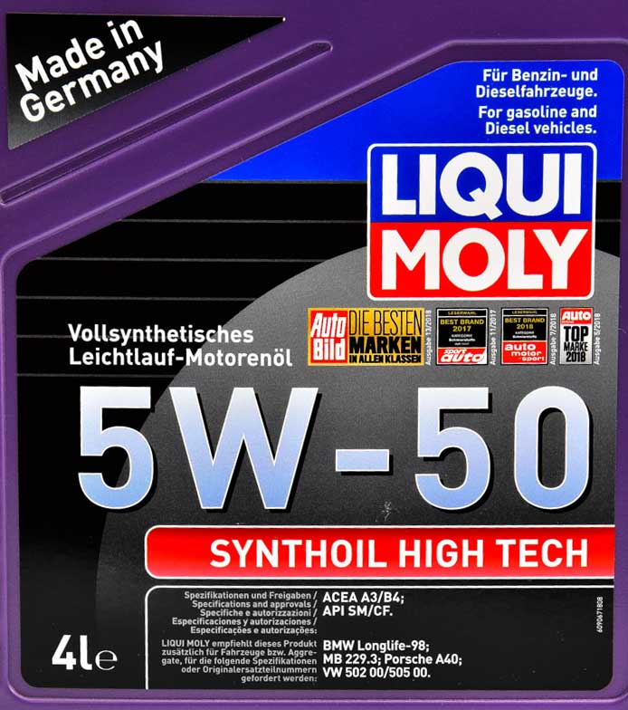 Моторное масло Liqui Moly Synthoil High Tech 5W-50 4 л на Opel Movano