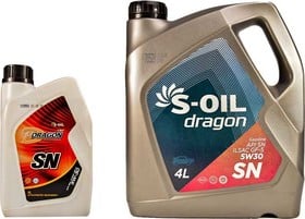 Моторное масло S-Oil Dragon SN 5W-30 полусинтетическое