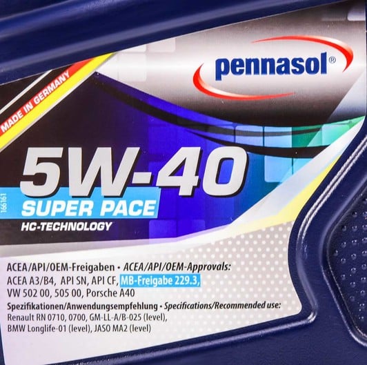 Моторна олива Pennasol Super Pace 5W-40 1 л на Fiat Stilo