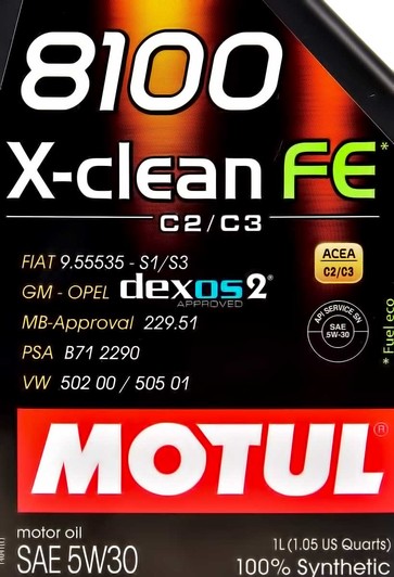 Моторна олива Motul 8100 X-Clean FE 5W-30 1 л на Opel Calibra