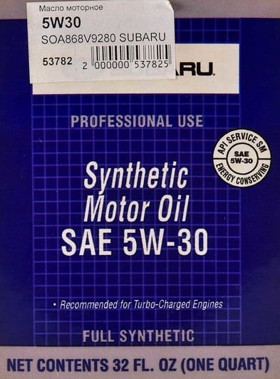 Моторное масло Subaru Synthetic Motor Oil 5W-30 1 л на Nissan Primera