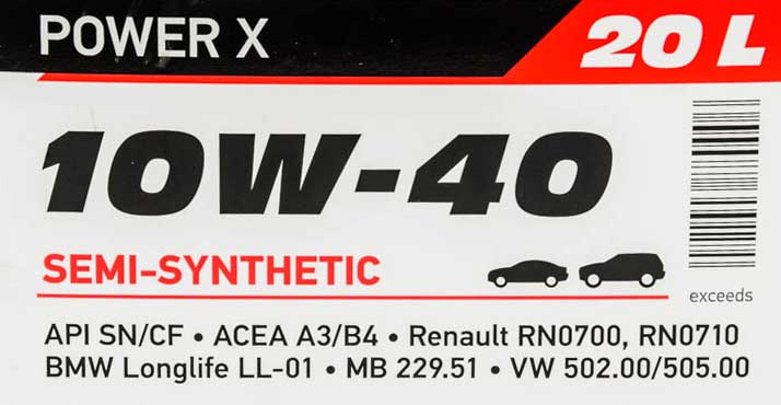 Моторное масло Axxis Power Х 10W-40 20 л на Dodge Caliber